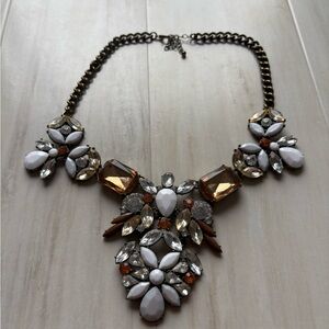 Source Unknown Gold and White Statement Necklace